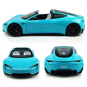 TESLA ROADSTER 1:24 BİREBİR IŞIKLI MAKET BEBE MAVİSİ